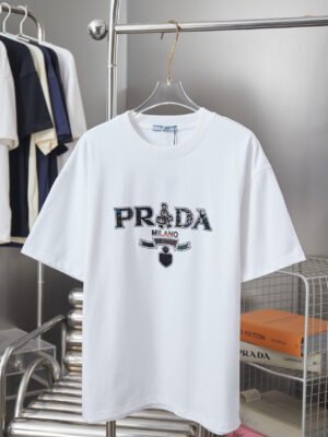 Prada 26SS Early Spring New Arrival Classic Letter Silicone Short-Sleeve T-Shirt