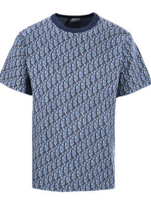 Dior Blue Full Jacquard Short-Sleeve T-Shirt
