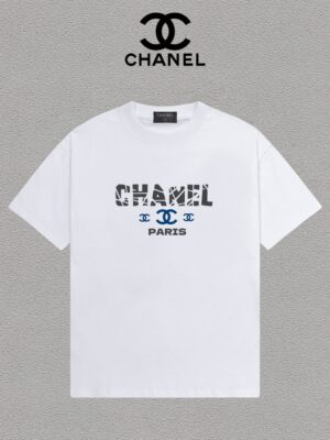 Chanel Print Logo Versatile Trendy Crew Neck Short Sleeve T-Shirt, Unisex