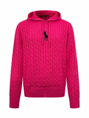 Ralph Lauren Embroidered Hooded Cable Knit Sweater