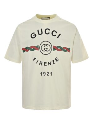 Gucci 22ss cable knit logo letter print short-sleeved shirt