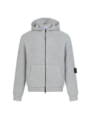 Stone Island Chunky Knit Cashmere Zip-Up Hooded Cardigan