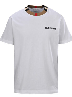 BURBERRY (BBR) Check Collar Embroidered Logo Short-Sleeve T-Shirt