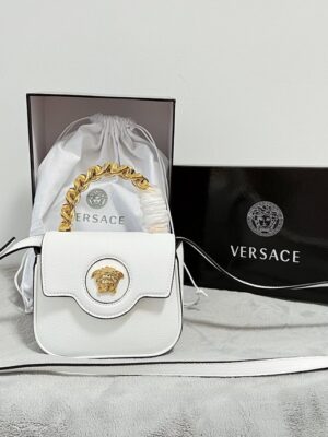 Ice White Versace Grain Mini Queen Bag