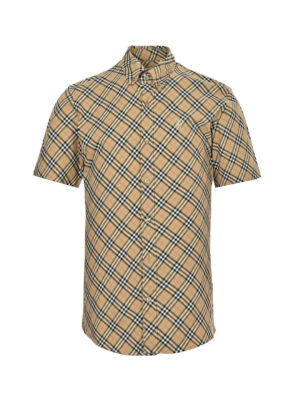 Burberry 25ss shield embroidered check short-sleeved shirt
