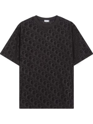 Dior terry cloth letter crew neck short-sleeved shirt