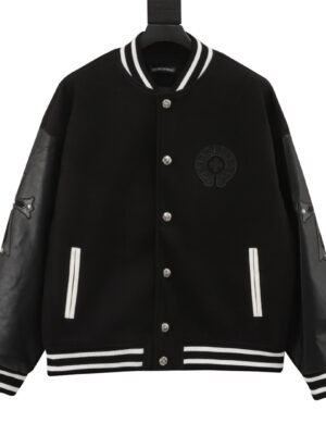 Chrome Hearts patchwork baseball jacket Black