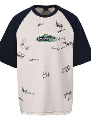 Balenciaga BLCG Signature Letter Print Patchwork Short-Sleeve T-Shirt