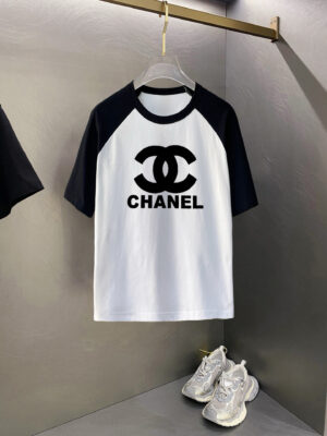 Chanel new raglan letter print double-layer heavy-duty short-sleeved T-shirt
