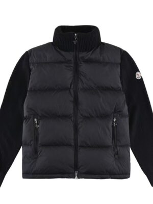 Moncler FW24 Checkered Diagonal Zipper Knitted Lightweight Down Jacket