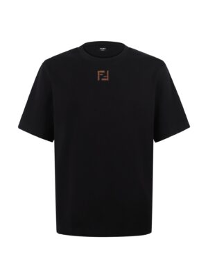 FENDI Cotton Crew Neck Corduroy Short-Sleeve T-Shirt with FF Pattern