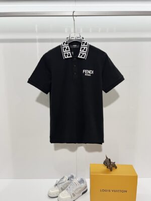 2026 New Arrival - Double F Jacquard Flat Collar, Embroidered Logo on Chest, Simple Casual, Unisex Shirt