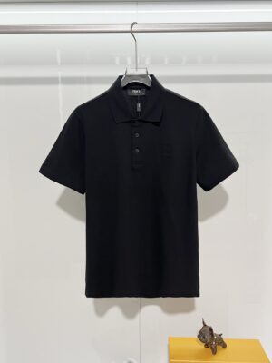 2026 New Arrival - Double F Jacquard Flat Collar, Embroidered Logo on Chest, Simple Casual, Unisex Shirt