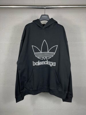 BALENCI * GA Paris collaboration Adidas front embroidered logo long sleeved hooded sweatshirt