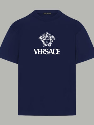 Versace Limited Edition Classic Portrait Logo Letter Print Double-Stretch Cotton Short-Sleeve T-Shirt (Same Style as on the Official Website)