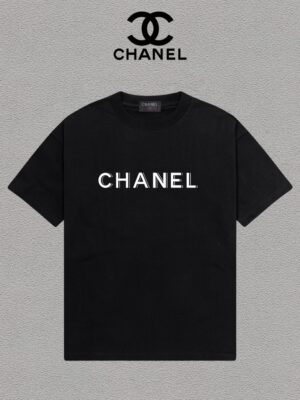 Chanel Print Logo Versatile Trendy Crew Neck Short Sleeve T-Shirt, Unisex