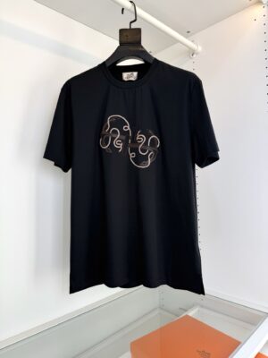 Hermès Spring/Summer 2026 Ancre en H Embroidered Crew Neck Short Sleeve T-Shirt