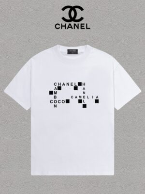 Chanel Print Logo Versatile Trendy Crew Neck Short Sleeve T-Shirt, Unisex