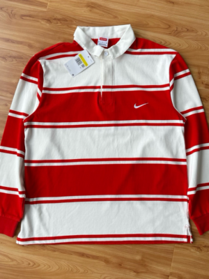 Sueme x Nike Collaboration: Nike Collaboration Series SS25 Stri Rugby Logo Striped Comfortable Long-Sleeve Loafer