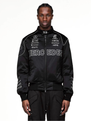 Mercedes-AMG Petronas F1 Team Collaboration SS26 Petronas F1 Logo-Detail Bomber Jacket (Pilot Logo Zip-Up Long-Sleeve Jacket)